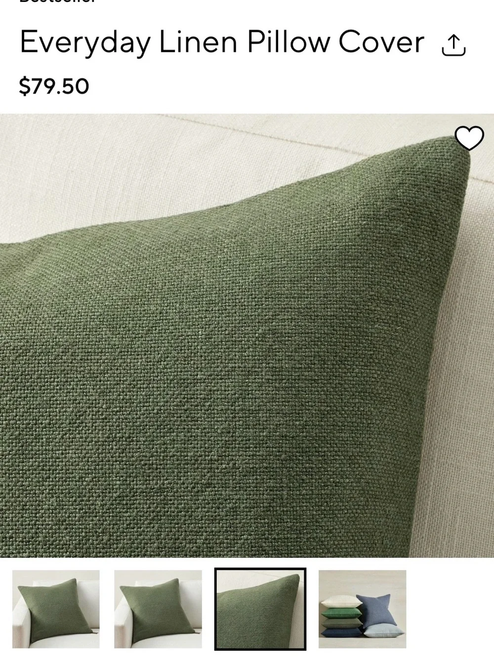 Pottery Barn - Everyday Linen Pillow Cover (Cypress)
